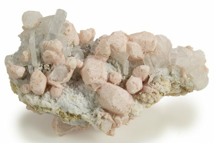 Pink Rhodochrosite After Calcite on Tabular Barite - Bulgaria #323949